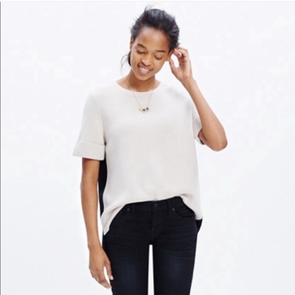 Madewell color block short sleeve sweater